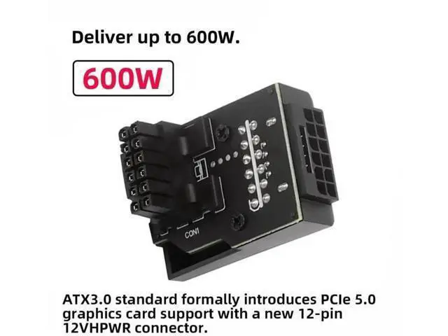 Alt view image 7 of 7 - Up Angled 90° 12VHPWR Male to Female Adapter, ATX3.0 PCIe5.0 12+4Pin GPU Power Extender, Compatible with RTX 3080, 3090Ti Series Graphics Cards