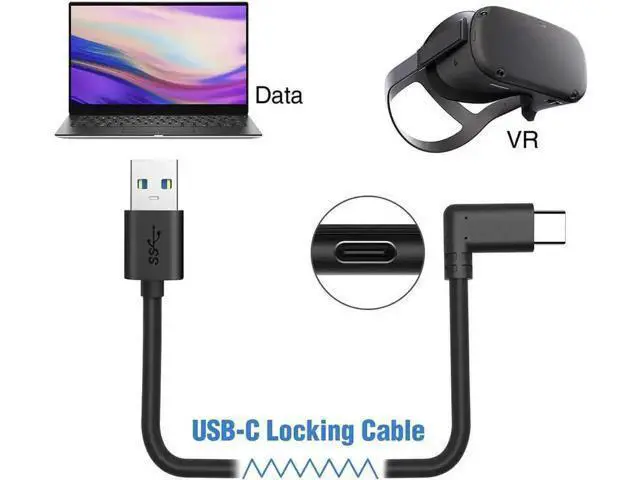 Alt view image 4 of 7 - 13FT/4M USB-A to USB-C Cable, 10Gbps High Speed Link Cable for Oculus Quest, Steam VR, Fast Charging & Data Sync