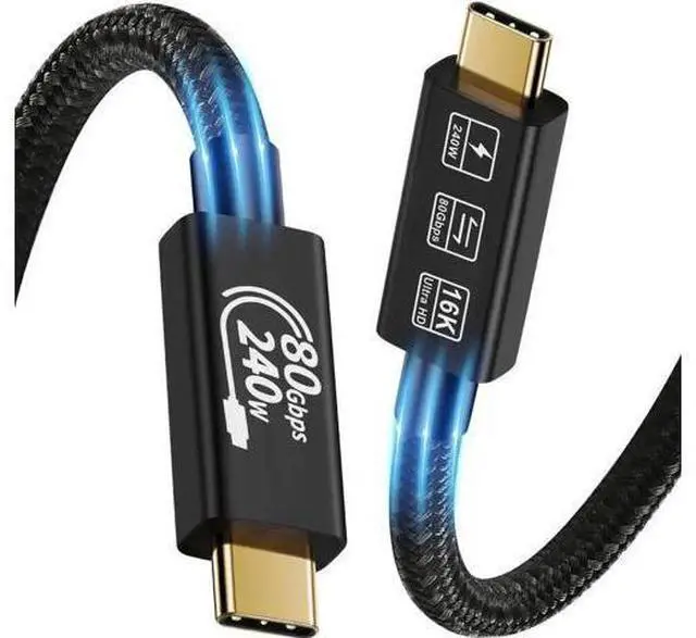 Main image of 1.6FT USB4 & Thunderbolt 5 Cable, USB C to USB C, 80Gbps, 240W PD, 16K@60Hz Video for MacBook Pro/Air, Samsung S22, eGPU, Docking & GaN Charger