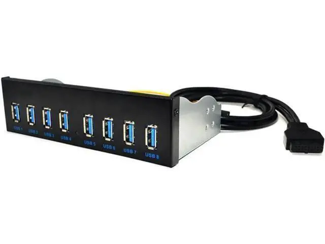 Alt view image 2 of 5 - 8 Port USB 3.0 Front Panel Hub, 5.25 Inch Bay Internal Splitter for Desktop Computer Case USB Expansion