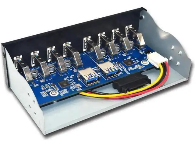 Alt view image 3 of 5 - 8 Port USB 3.0 Front Panel Hub, 5.25 Inch Bay Internal Splitter for Desktop Computer Case USB Expansion