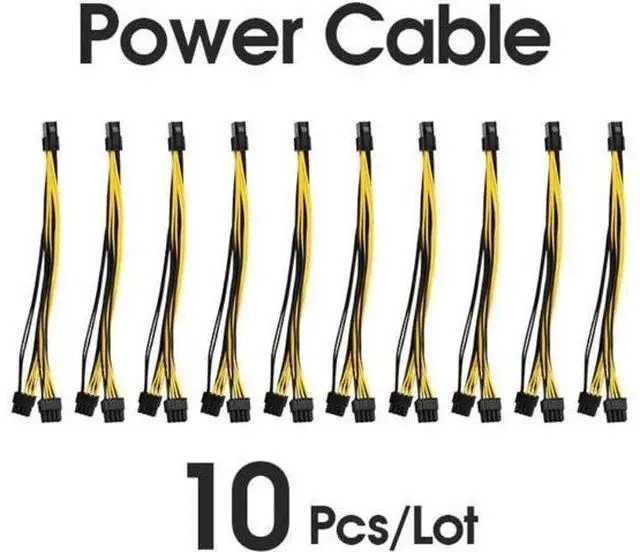 Main image of 10 Pack 260mm PCIe 8Pin Female to 8Pin(6+2) Male GPU Power Extension Cables for Graphics Card Mining Motherboard
