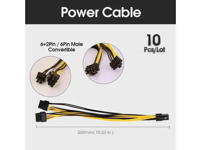 Alt view image 4 of 4 - 10 Pack 260mm PCIe 8Pin Female to 8Pin(6+2) Male GPU Power Extension Cables for Graphics Card Mining Motherboard