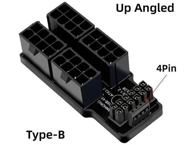 Alt view image 4 of 7 - 90° Up-Angled 12VHPWR 16Pin to 4×ATX 8Pin Modular Power Adapter, ATX3.0 PCIe5.0 for RTX 4080/4090/5090Ti