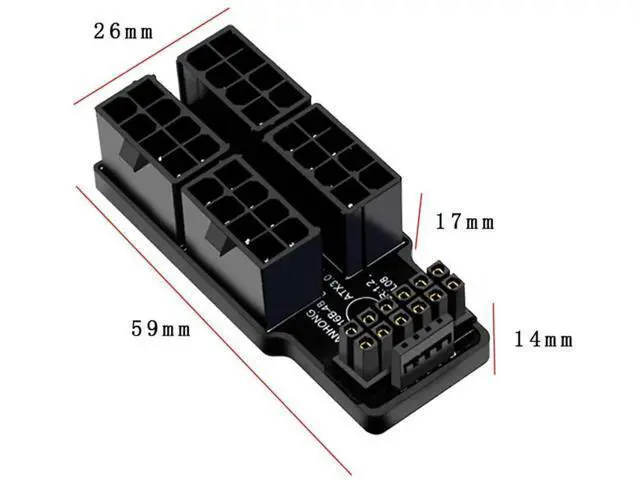 Alt view image 6 of 7 - 90° Up-Angled 12VHPWR 16Pin to 4×ATX 8Pin Modular Power Adapter, ATX3.0 PCIe5.0 for RTX 4080/4090/5090Ti