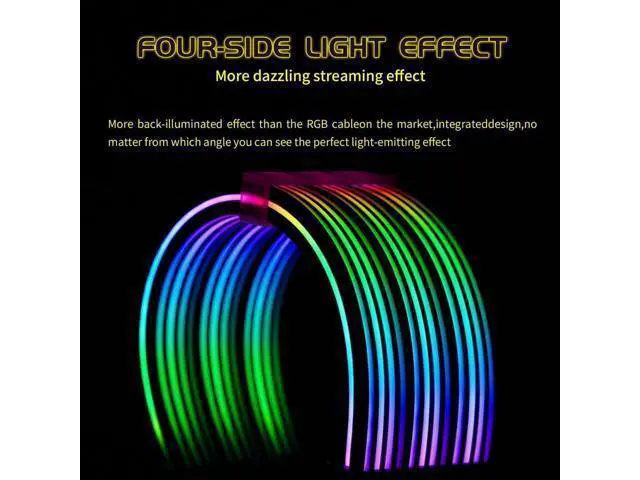 Alt view image 6 of 7 - 24Pin ARGB PSU Extension Cable, 5V 3Pin Addressable RGB Motherboard Power Cord, Black Style for Black Themed PC Case Modding