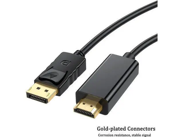 Alt view image 4 of 6 - 10FT DP to HDMI Male to Male Cable, DisplayPort to HDMI Adapter Cord Supports 1080P@60Hz Synchronized Audio & Video Compatible Monitor Desktop Laptop Projector HDTV