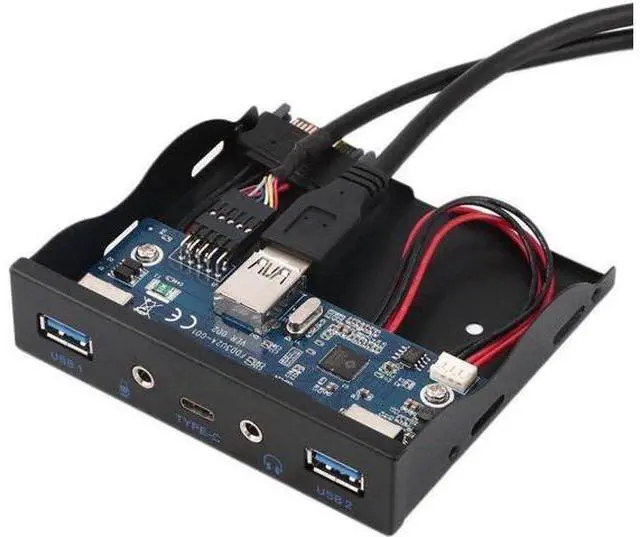 Main image of 3.5 Inch Floppy Drive Bay Front Panel Hub, 2 USB 3.0 + 1 USB 3.1 Type-C + HD Audio & Microphone Jack Combo Expansion Bracket for Desktop PC Chassis