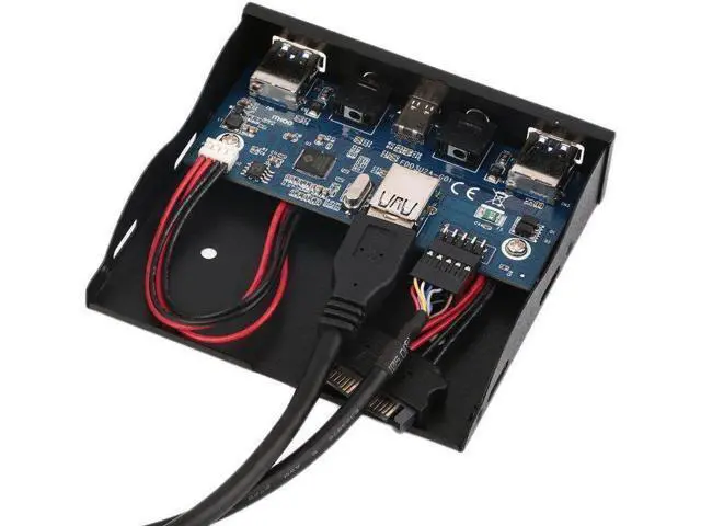 Alt view image 3 of 3 - 3.5 Inch Floppy Drive Bay Front Panel Hub, 2 USB 3.0 + 1 USB 3.1 Type-C + HD Audio & Microphone Jack Combo Expansion Bracket for Desktop PC Chassis