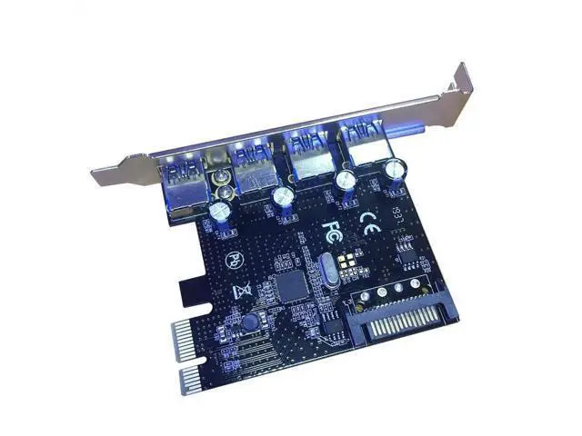 Alt view image 2 of 6 - PCI-E to 4-Port USB 3.0 Expansion Card, PCIe USB Hub Adapter with 15-Pin SATA Power Port