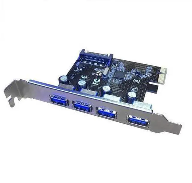 Main image of PCI-E to 4-Port USB 3.0 Expansion Card, PCIe USB Hub Adapter with 15-Pin SATA Power Port