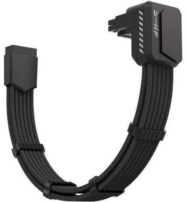 Main image of Shield PCIe 5.1 GPU Extension Cable, 90° 12V-2x6 Angled Adapter, 16Pin(12+4) 12VHPWR Male to Female PSU Extender with Cable Combs, Standard Type, Black, Compatible with RTX 40/50 Series GPUs