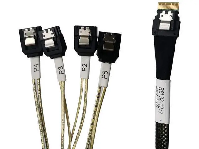 Alt view image 2 of 2 - 4X SFF-8087 38Pin to 4 SATA 7Pin Splitter Cable, 100CM Internal SATA Hard Drive Multi-Drop Cable