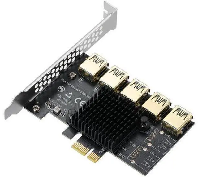 Main image of PCI-E 1 to 5 Riser Splitter Card, PCI-E X1 to 5 Port PCIe USB3.0 Multiplier Adapter, GPU Expansion Riser Card for Bitcoin Ethereum Mining Rig