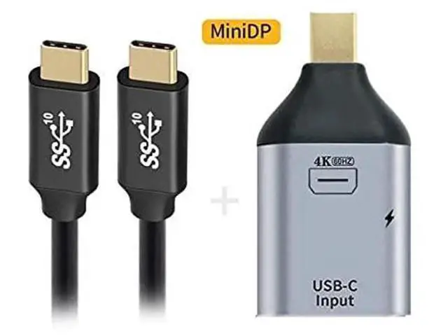 Alt view image 2 of 7 - USB-C Female to Mini DisplayPort Adapter Cable, 100W PD Charging, 10Gbps Data, 4K@60Hz Video for Laptops & Phones