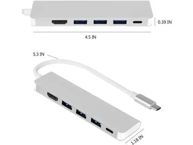 Alt view image 3 of 5 - Male to USB 3.0 Hub Adapter with 4K HDMI Output, 5Gbps High-Speed Data Transfer Multiport Connector for USB-A Devices
