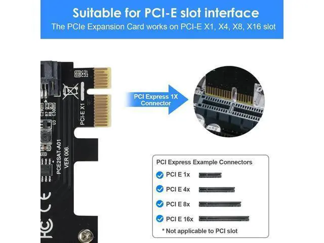Alt view image 6 of 7 - 2-Port SATA 3.0 PCIe Expansion Card, 6Gbps SATA Controller Compatible with PCI-E x2/x4/x8/x16, Supports SSD HDD Windows Linux