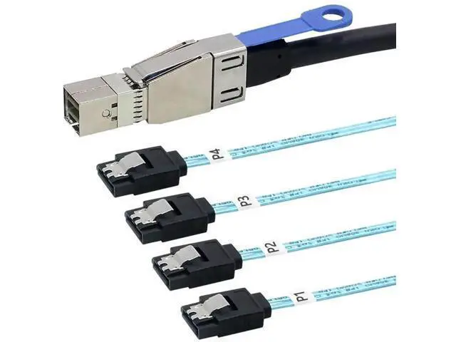 Alt view image 4 of 5 - 0.5m Mini SAS HD SFF-8644 to 4 SATA 7-Pin Cable, 6Gbps Server Drive Cord with IC, 28AWG Copper