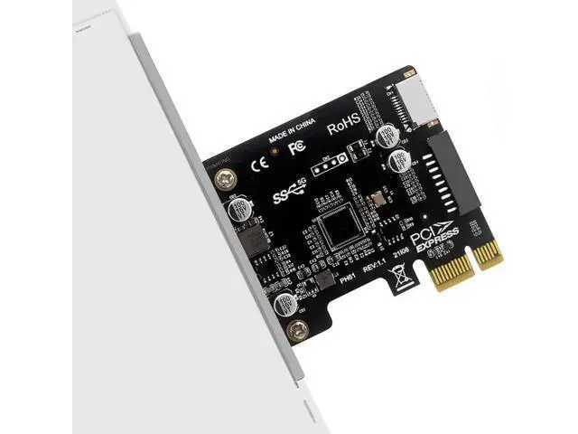 Alt view image 3 of 6 - PCIe to USB 3.0 Type-E Adapter Card, 5Gbps PCIe x1 to 19P 20Pin Front Panel Converter