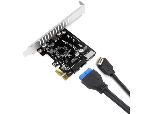 Alt view image 2 of 6 - PCIe to USB 3.0 Type-E Adapter Card, 5Gbps PCIe x1 to 19P 20Pin Front Panel Converter