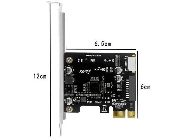 Alt view image 5 of 6 - PCIe to USB 3.0 Type-E Adapter Card, 5Gbps PCIe x1 to 19P 20Pin Front Panel Converter