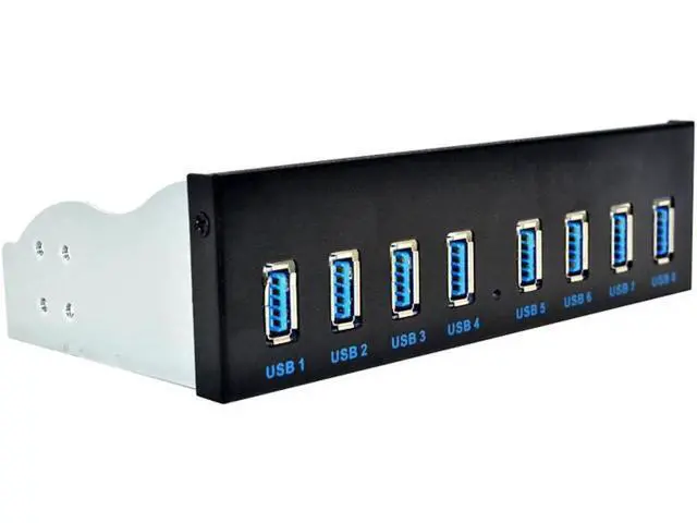 Alt view image 2 of 4 - 5.25 Inch Drive Bay 8-Port USB 3.0 Front Panel Hub, 20Pin Motherboard Header Splitter Adapter with 8 USB3.0 Type-A Female Ports for Desktop PC Chassis