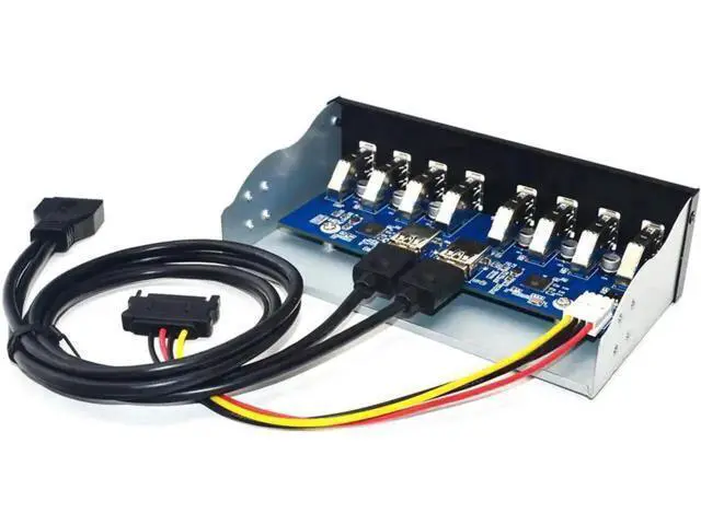 Alt view image 5 of 5 - 8 Port USB 3.0 Front Panel Hub, 5.25 Inch Bay Internal Splitter for Desktop Computer Case USB Expansion
