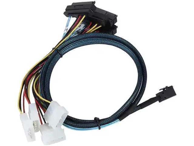 Alt view image 5 of 6 - 39.37Inch Mini SAS HD SFF-8643 to 4 SFF-8482 Breakout Cable with Integrated Power, 12Gbps 30AWG Internal Server RAID Cable for Multi-Drive SAS/SATA HDD SSD Storage Backplane