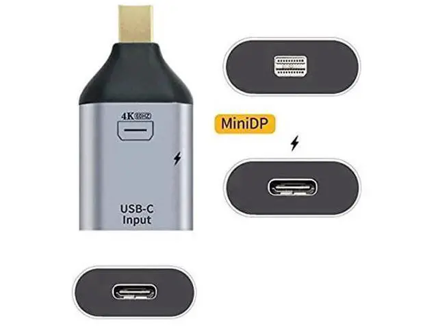 Alt view image 5 of 7 - USB-C Female to Mini DisplayPort Adapter Cable, 100W PD Charging, 10Gbps Data, 4K@60Hz Video for Laptops & Phones
