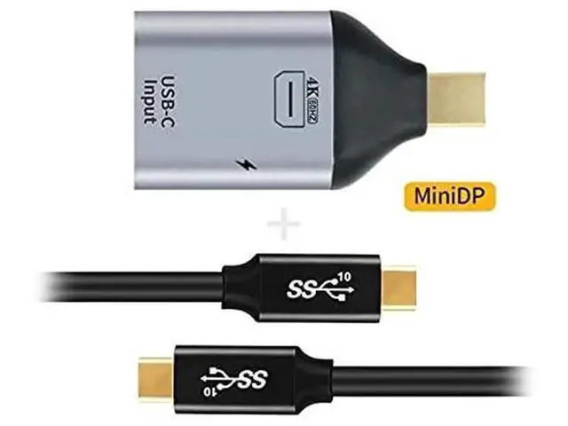 Alt view image 6 of 7 - USB-C Female to Mini DisplayPort Adapter Cable, 100W PD Charging, 10Gbps Data, 4K@60Hz Video for Laptops & Phones