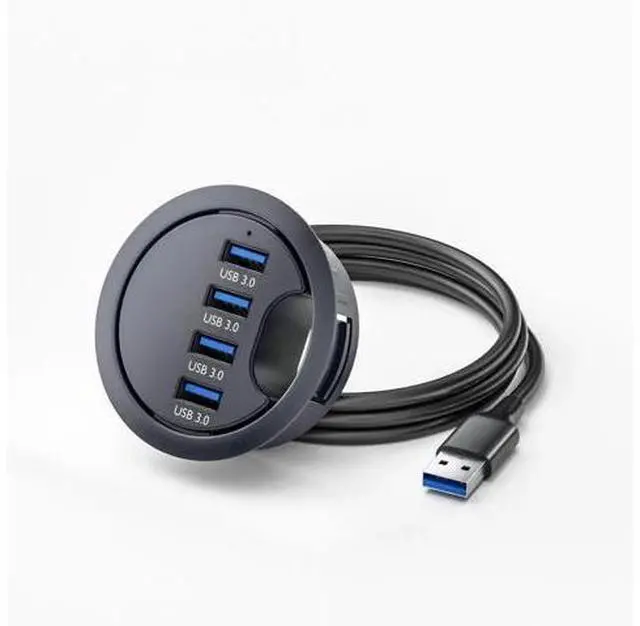 Main image of USB 3.0 Flush Mount Desktop Hub, 60mm 2.36 Inch Grommet Hole Dock with 4 USB3.0 Ports for Office Desk Port Expansion