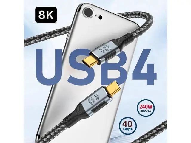 Alt view image 3 of 7 - 100cm USB4 Type-C to Type-C Male to Male Cable, 40Gbps Data, 240W PD Charging, 8K@60Hz & 5K Video