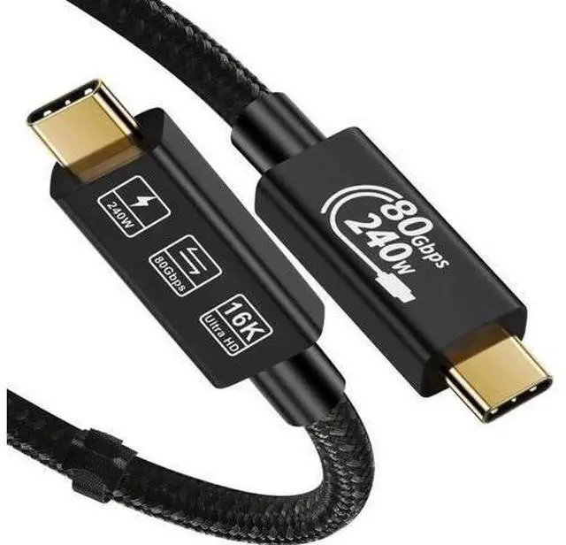 Main image of 1.6FT Thunderbolt 5 & USB4 Pro Cable, 80Gbps, 240W PD, 16K@60Hz Video, Backward Compatible with All USB-C Devices