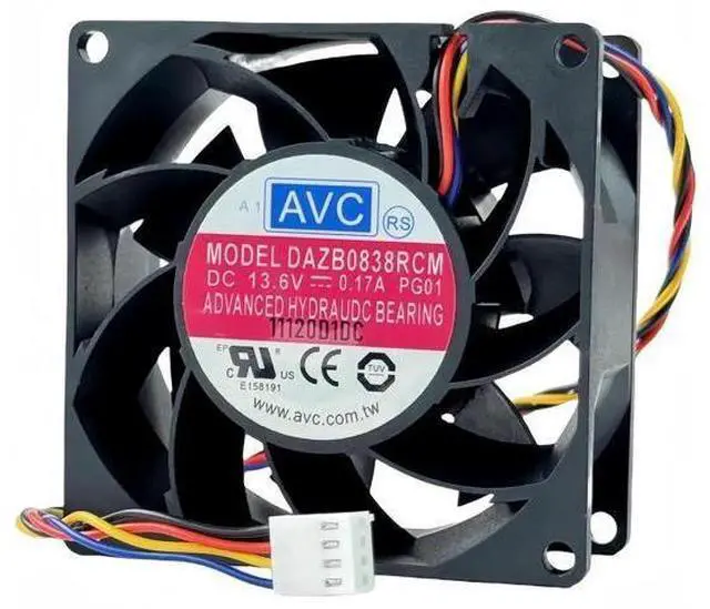 Main image of AVC DAZB0838RCM 80×80×38mm PWM Cooling Fan, DC 13.6V 0.17A, 4-Pin 4-Wire Industrial Axial Fan