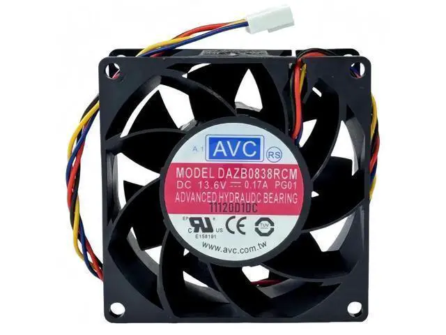 Alt view image 2 of 7 - AVC DAZB0838RCM 80×80×38mm PWM Cooling Fan, DC 13.6V 0.17A, 4-Pin 4-Wire Industrial Axial Fan