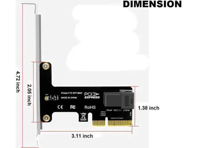 Alt view image 5 of 6 - PCIe X4 to U.2 NVMe SSD Expansion Card Kit, PCI Express to SFF-8643 Mini SAS Adapter Card with 1.64FT SFF-8643 to SFF-8639 Cable, Compatible with Intel SSD 750, P3600, P3700 U.2 Drives