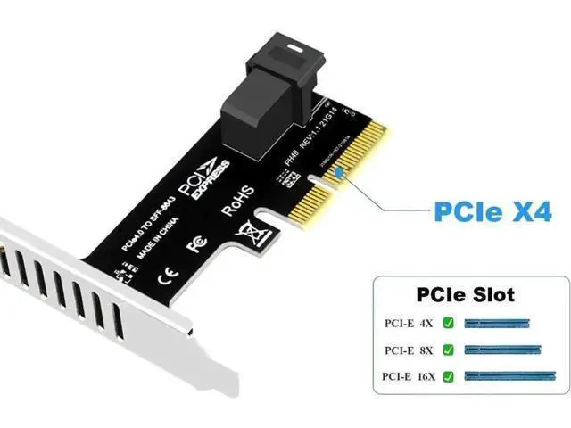 Alt view image 3 of 6 - PCIe X4 to U.2 NVMe SSD Expansion Card Kit, PCI Express to SFF-8643 Mini SAS Adapter Card with 1.64FT SFF-8643 to SFF-8639 Cable, Compatible with Intel SSD 750, P3600, P3700 U.2 Drives