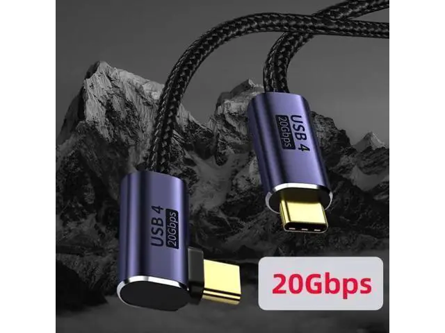 Alt view image 3 of 7 - 3M Left & Right Angled USB4.0 Type-C Male to Male Cable, 20Gbps Gen2 Data, 100W 20V 5A Fast Charging for Laptops, Tablets & Phones