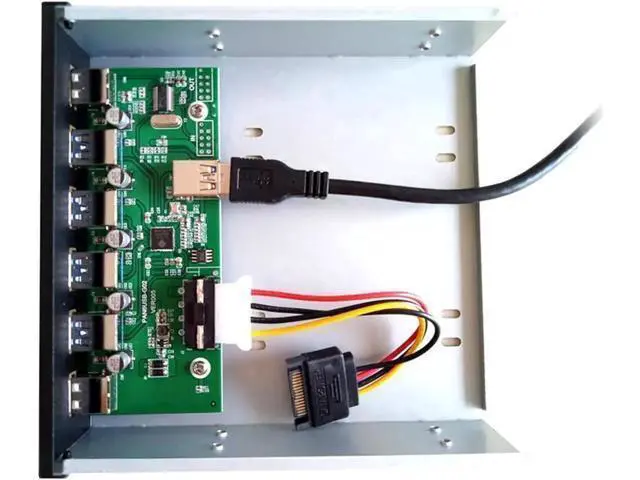Alt view image 5 of 5 - 5.25 Inch PC Front Panel 6-Port USB Hub, 4 USB3.0 + 2 USB2.0 with 2.6FT Internal Cable for Desktop Motherboard Header Connection