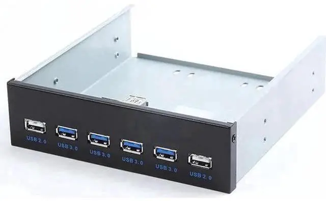 Main image of 5.25 Inch PC Front Panel 6-Port USB Hub, 4 USB3.0 + 2 USB2.0 with 2.6FT Internal Cable for Desktop Motherboard Header Connection