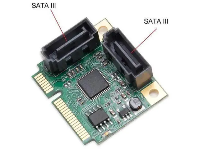 Alt view image 4 of 5 - Mini PCI-E to SATA 3.0 2-Port Expansion Card, PCIe x1 SATA3 Controller HUB, 6Gbps Hot-Swap Support for SSD/HDD