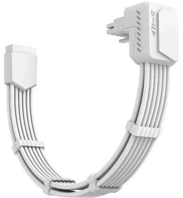 Main image of White Reverse Type Shield PCIe 5.1 GPU Extension Cable with 90° 12V-2x6 Adapter, 16Pin 12VHPWR Extension Cord with Cable Combs for RTX 40/50 Series GPUs