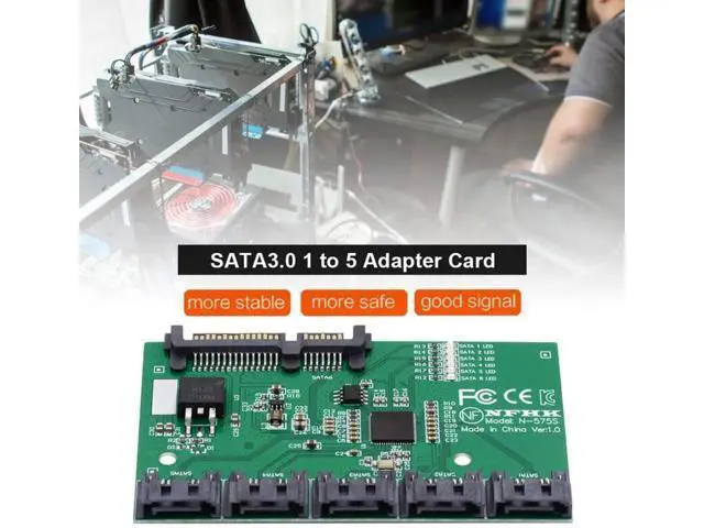 Alt view image 4 of 6 - 1 to 5 Port SATA 3.0 Port Multiplier Splitter Hub with JMB575 Chip, SATA PM Multiplier Adapter