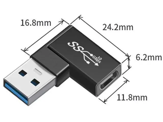 Alt view image 6 of 7 - 3Pcs 90 Degree Angled USB 3.1 Type-C Male to USB 3.0 Type-A Female OTG Adapter, 10Gbps Data Converter