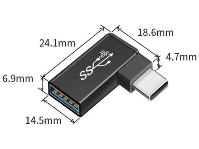 Alt view image 2 of 7 - 3Pcs 90 Degree Angled USB 3.1 Type-C Male to USB 3.0 Type-A Female OTG Adapter, 10Gbps Data Converter