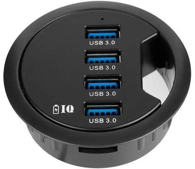 Main image of 60mm Desk Grommet USB 3.0 4-Port Hub with BC1.2 Fast Charging Ports, Flush Mount Dock Station for iPhone, Smartphones, iPad & Tablets