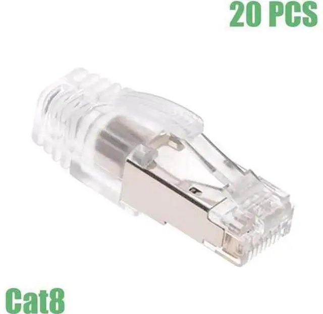 Main image of 20 Pack CAT8 Shielded RJ45 Ethernet Plugs, 8P8C Network Cable Connector Ends with Clear Strain Relief Boots