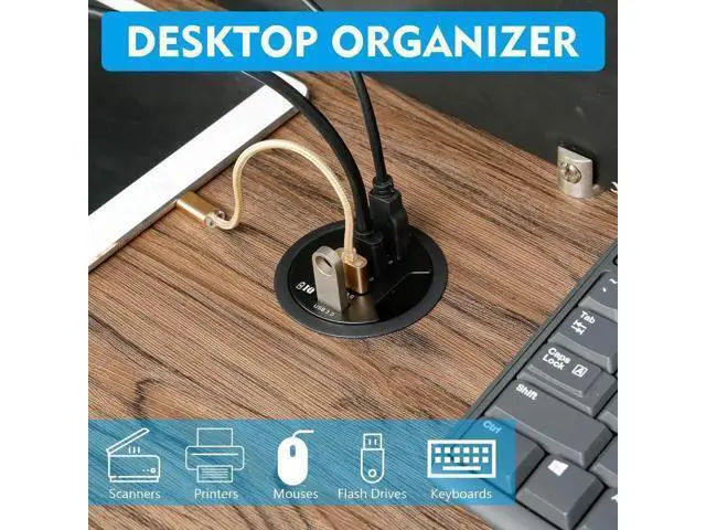 Alt view image 5 of 7 - 60mm Desk Grommet USB 3.0 4-Port Hub with BC1.2 Fast Charging Ports, Flush Mount Dock Station for iPhone, Smartphones, iPad & Tablets