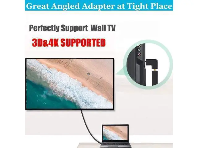 Alt view image 3 of 7 - 6 Pack 90°/270° Angled HDMI 2.0 Male to Female Adapters, Left/Right/Up/Down Direction Gold-Plated Connectors Support 4K 3D