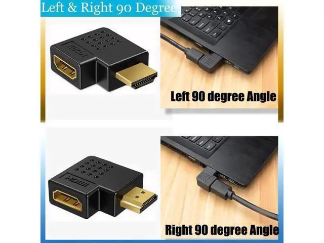 Alt view image 4 of 7 - 6 Pack 90°/270° Angled HDMI 2.0 Male to Female Adapters, Left/Right/Up/Down Direction Gold-Plated Connectors Support 4K 3D
